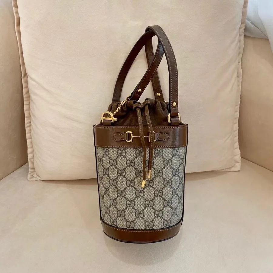 Gucci Horsebit 1955 Bucket Bag 20cm Couro De Bezerro Coleção Outono/inverno 2020, Marrom