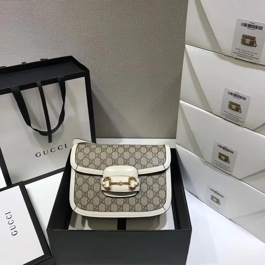 Gucci Horsebit 1955 Torba Na Rame 25 Cm 602204 Kolekcija Teleća Koža Jesen/zima 2020, Bijela