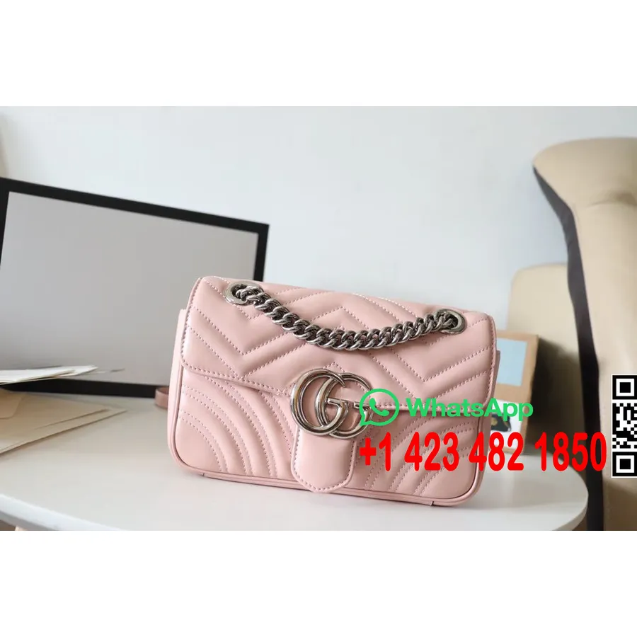 Gucci Marmont Skuldertaske 23 Cm 446744 Kalveskind Forår/sommer 2020 Kollektion, Kirsebærblomst