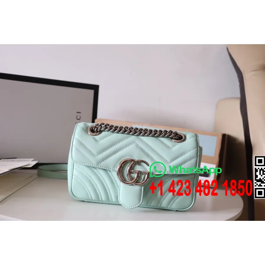 Gucci Marmont Skuldertaske 23 Cm 446744 Kalveskind Forår/sommer 2020 Kollektion, Mintgrøn