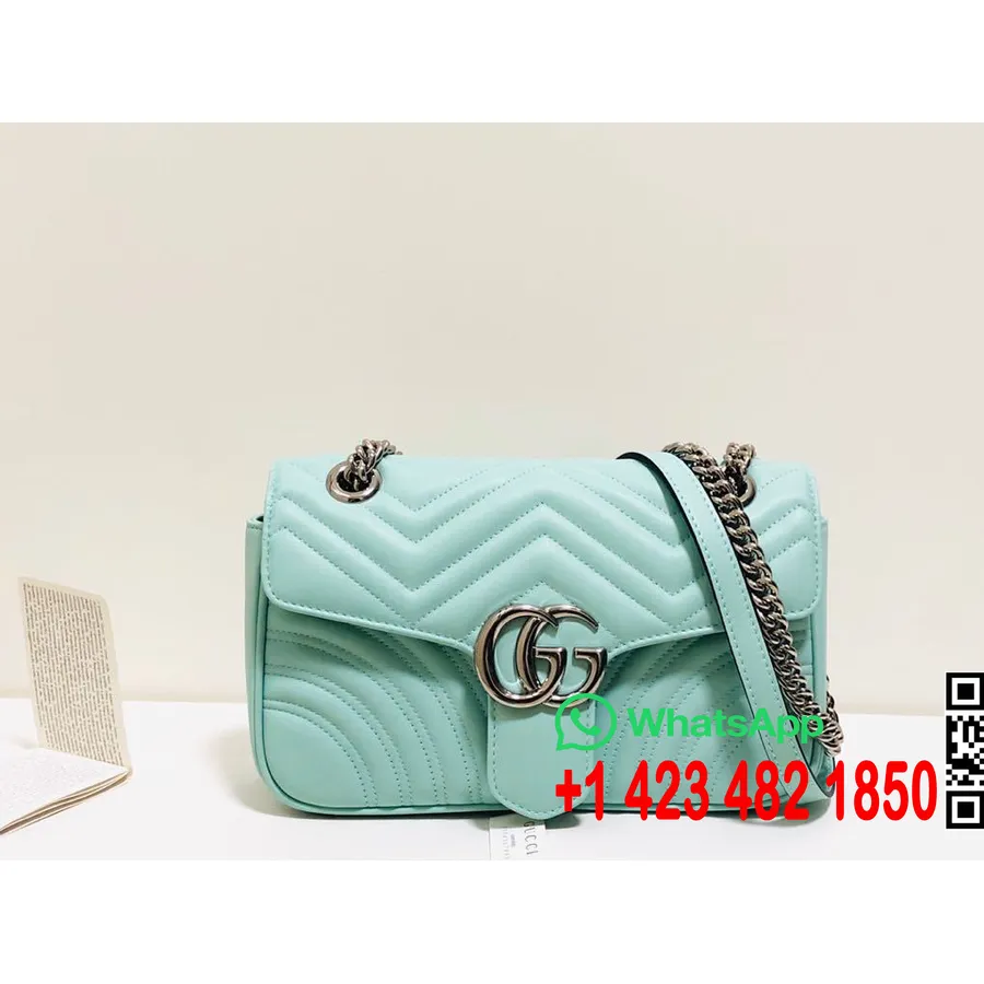 Gucci Marmont Omuz Çantası 26cm 443497 Dana Derisi İlkbahar/Yaz 2020 Koleksiyonu, Mint Yeşili