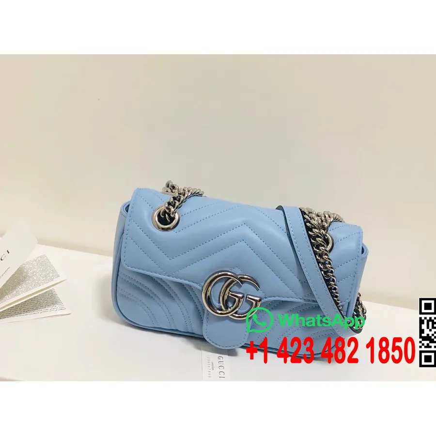 Gucci Marmont Umhängetasche 23 Cm 446744 Kalbsleder Frühjahr/Sommer 2020 Kollektion, Himmelblau