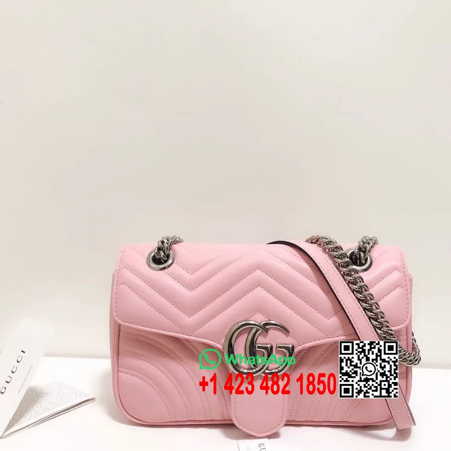 Gucci Marmont Omuz Çantası 26cm 443497 Dana Derisi İlkbahar/Yaz 2020 Koleksiyonu, Kiraz Çiçeği