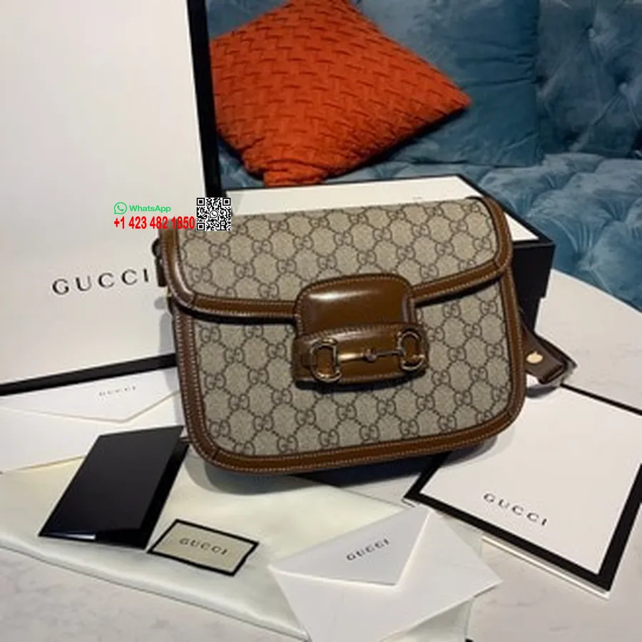 Gucci Retro 1955 Horsebit Crossbody Taske 26 Cm 602204 Kalveskind Forår/sommer 2020 Kollektion, Beige/ibenholt