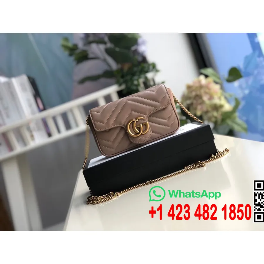 Tas Bahu Gucci Mini Marmont 16cm 476433 Koleksi Musim Semi/musim Panas 2020 Kulit Anak Sapi, Krem