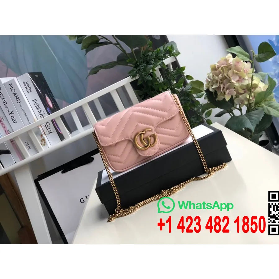 Gucci Mini Marmont Torba Na Rame 16 Cm 476433 Kolekcija Proljeće/ljeto 2020. Teleća Koža, Roza