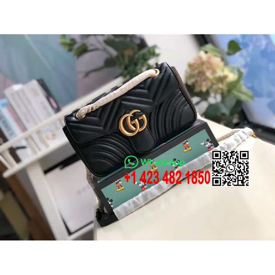 Сумка через плечо Gucci Marmont 26см 443497 из телячьей кожи, коллекция весна/лето 2020, черный