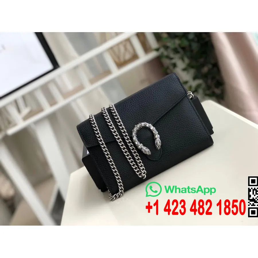 Gucci Crystal Dionysus Chain Wallet Umhängetasche 20 Cm 401231 Kalbsleder Frühjahr/Sommer 2020 Kollektion, Schwarz