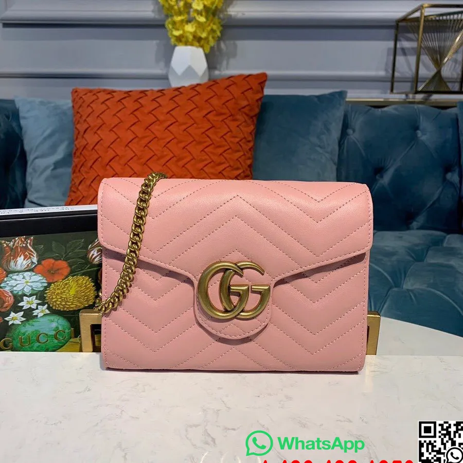 Bolsa De Ombro Gucci Gg Marmont Woc Couro De Bezerro 20 Cm Coleção Outono / Inverno 2019, Rosa