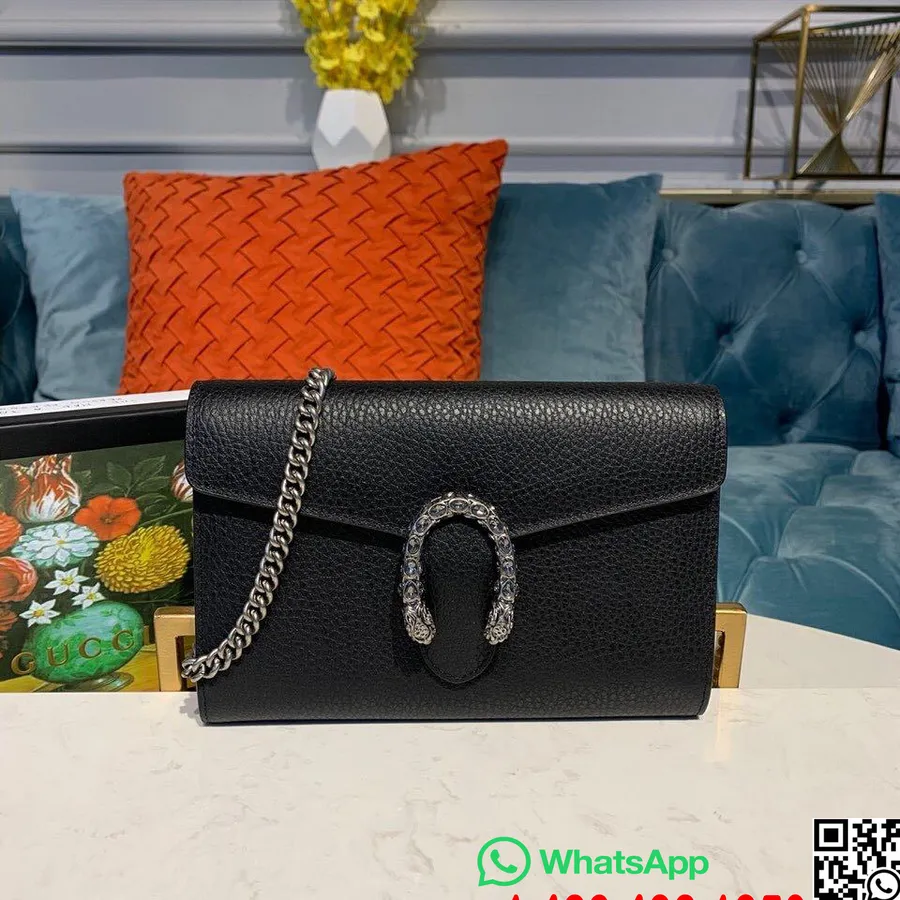 حقيبة كتف Gucci WOC Dionysus 20 سم من جلد العجل مجموعة خريف وشتاء 2019، أسود