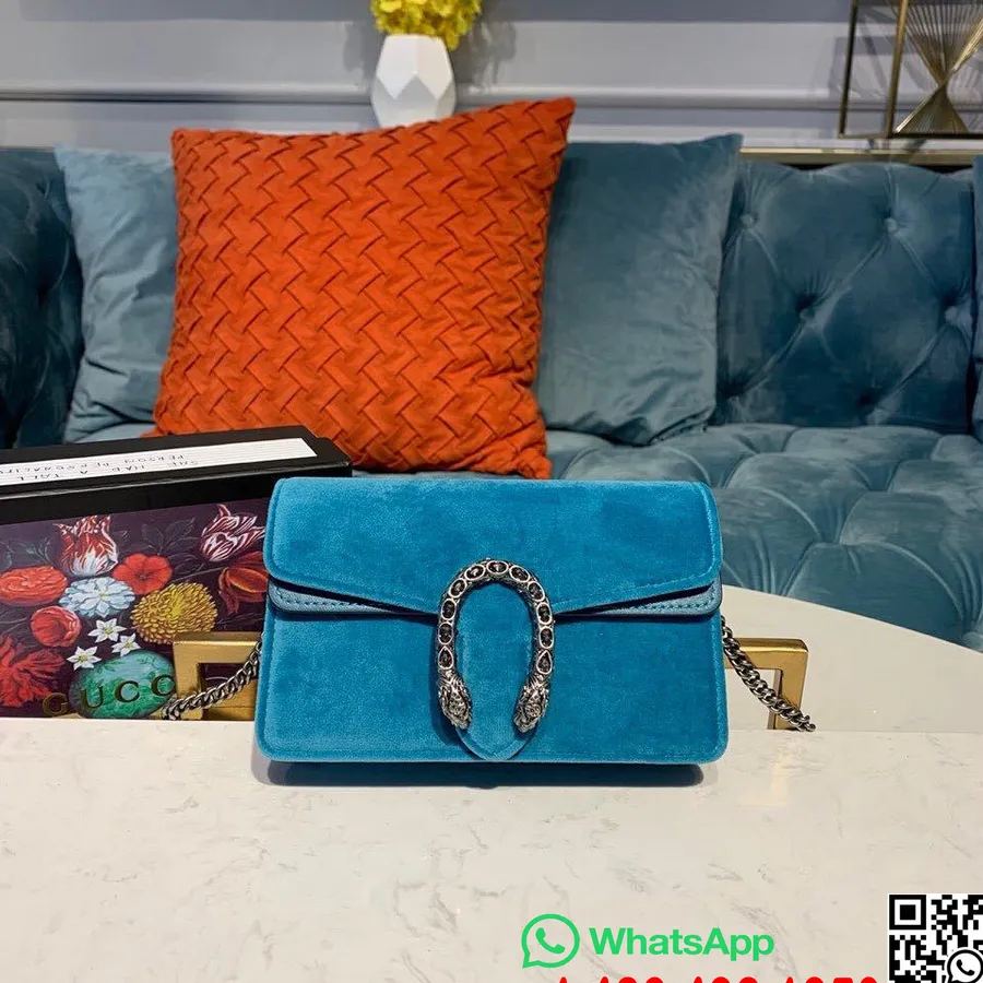 Bolsa De Ombro Gucci Veludo Woc Mini Dionysus 16 Cm Couro De Bezerro Com Acabamento Em Lona Coleção Outono / Inverno 2019, Turqu