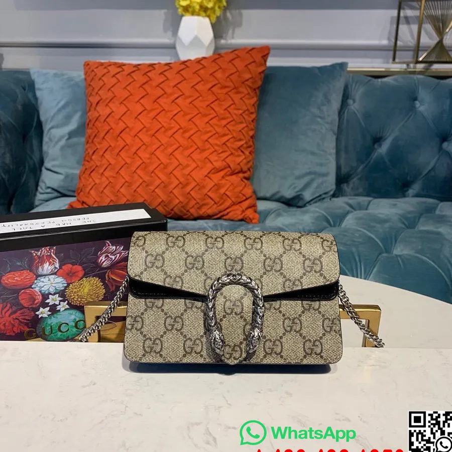 Gucci Mini Dionysus Skulderveske 16 Cm Semsket Skinn Lerret Høst/vinter 2019 Kolleksjon, Svart