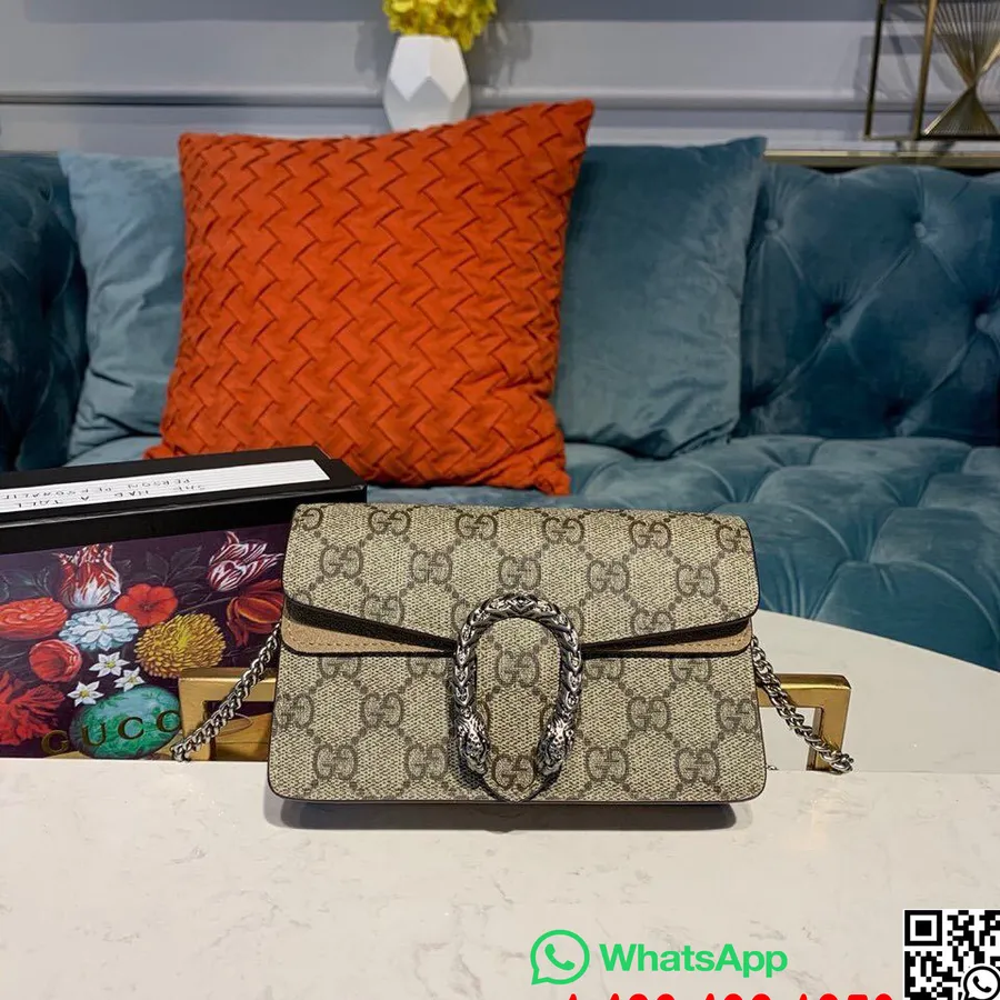 Gucci Mini Dionysus Skuldertaske 16 Cm Ruskindslæder Kanvas Efterår/vinter 2019 Kollektion, Beige