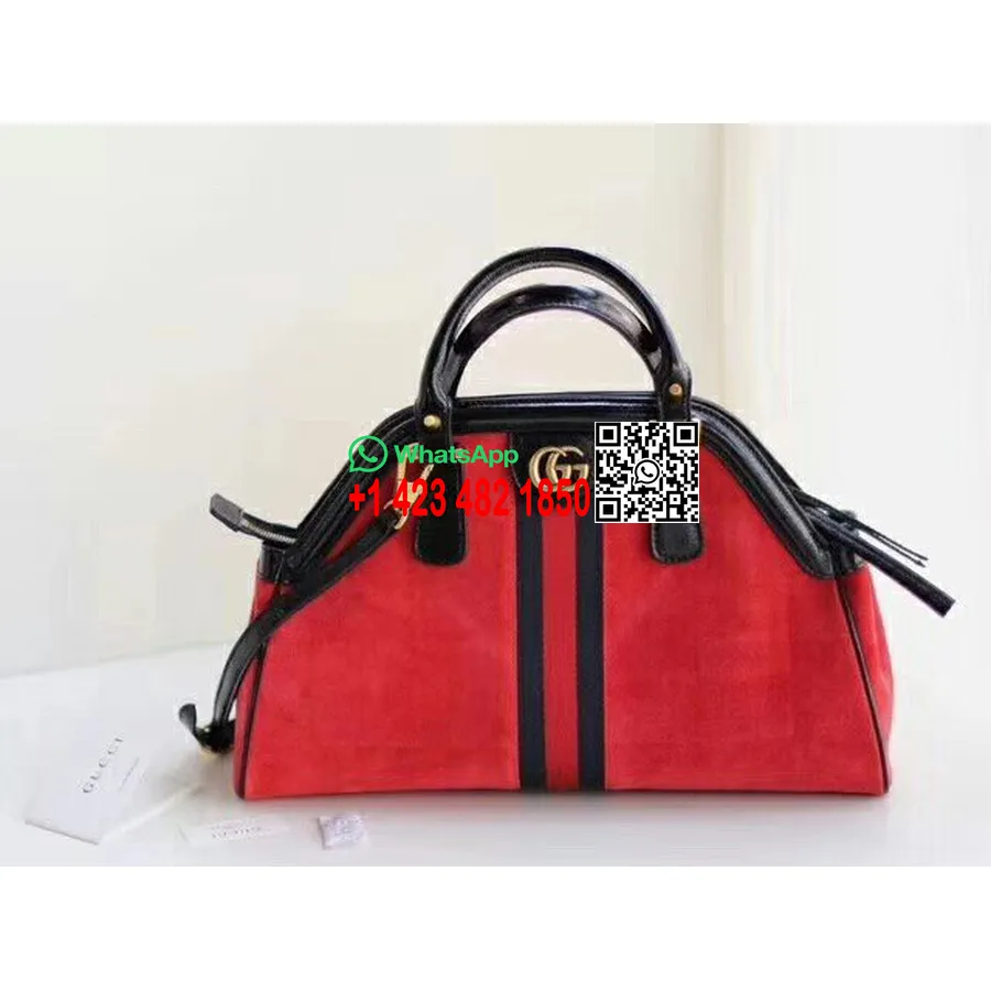 Gucci Re (belle) Bolsa Com Alça Superior Grande 40 Cm Camurça Couro De Bezerro Coleção Primavera / Verão 2018, Vermelho