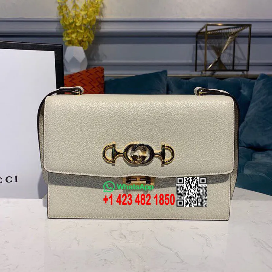 Gucci Zumi чанта през рамо 26 см 576388 зърнеста телешка кожа колекция преди есен/зима 2019, бяла