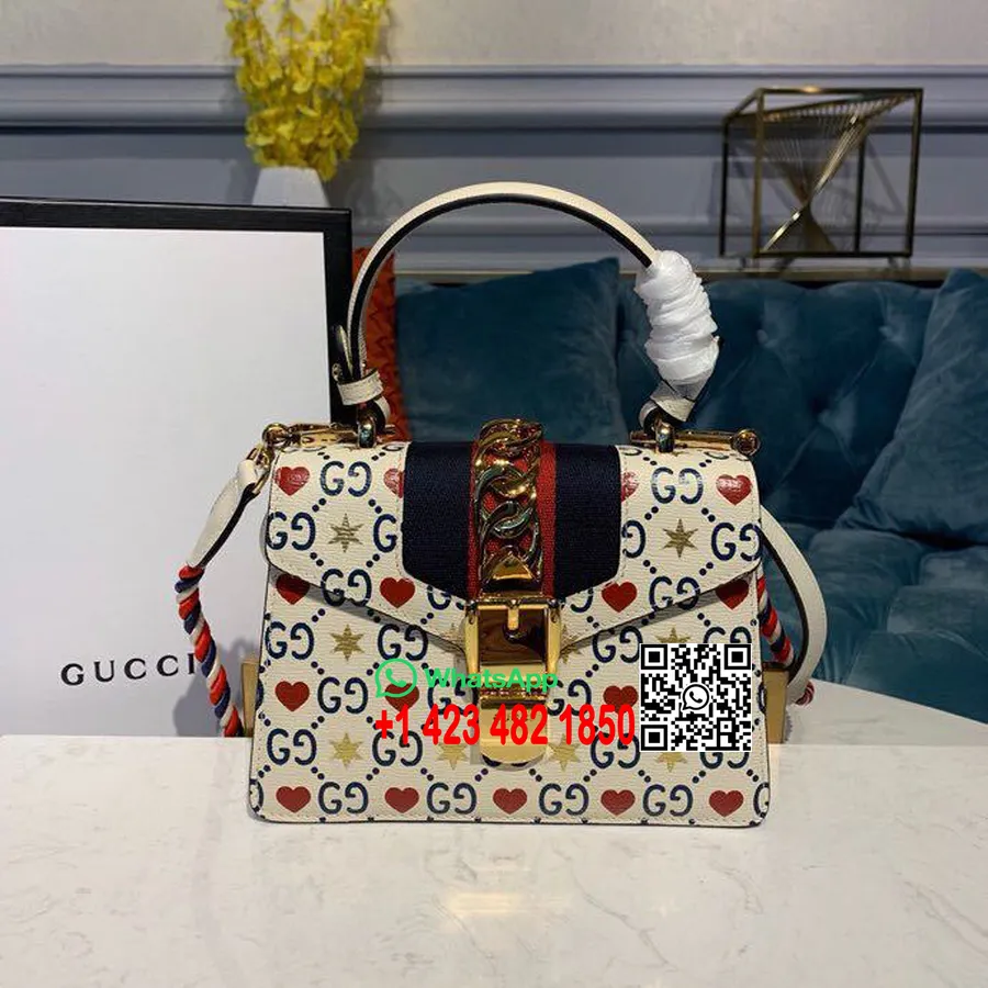 Gucci Kineska Torba S Ručkom Za Valentinovo Mini Sylvie 20 Cm 524405 Kolekcija Proljeće/ljeto 2019. Od Teleće Kože, Bijela/crven