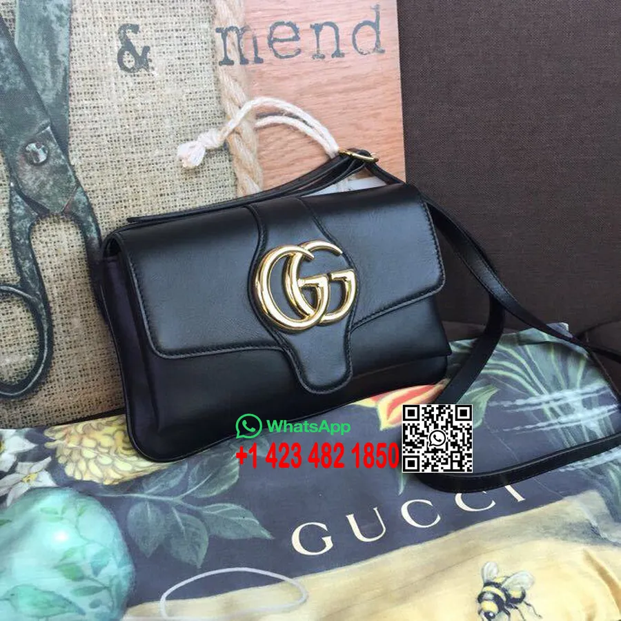 Bolsa De Ombro Gucci Arli 26cm 550129 Couro De Bezerro Coleção Primavera / Verão 2019, Preta