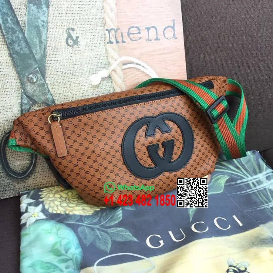 Gucci Dapper Dan Gg Logo Vidukļa Jostas Soma 40cm 536416 Teļa ādas Cruise 2019 Kolekcija, Brūna