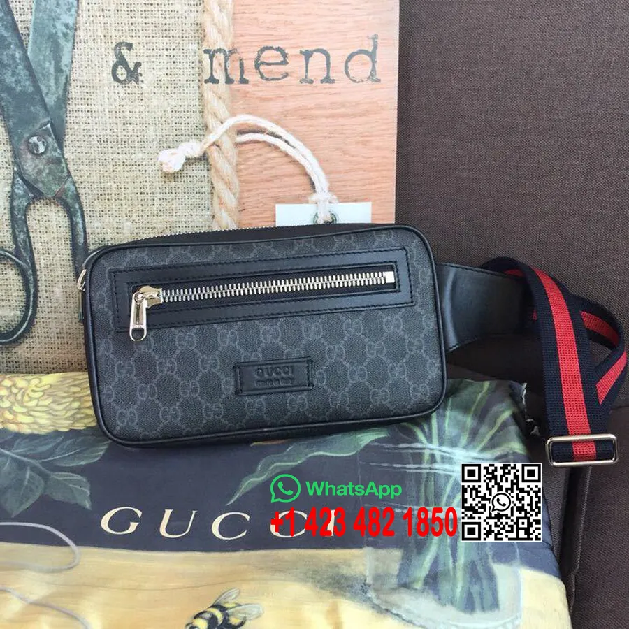 Gucci Soft Gg Supreme τσάντα ζώνης μέσης 25cm 474293 Cruise συλλογή 2019, μαύρο