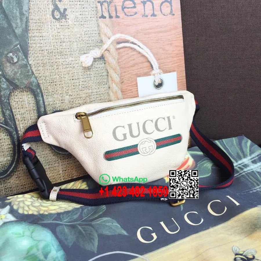 Bolsa Com Cinto Estampado Gucci 28cm 527792 Couro De Bezerro Coleção Cruise 2019, Branco