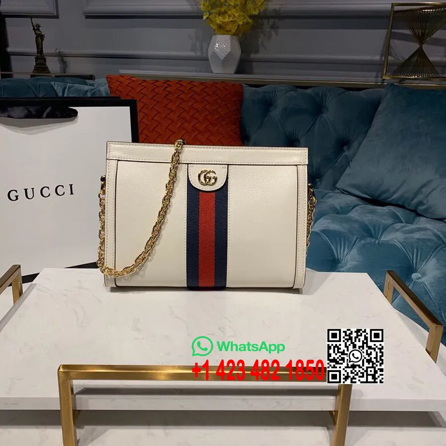 Gucci Ophidia Gg Torba Za čez Ramo 25 Cm 503877 Kolekcija Pomlad/poletje 2019 Iz Telečjega Usnja, Bela