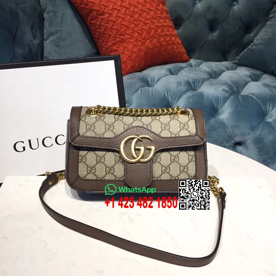 Gucci קטן Gg תיק 22 ס"מ 446744 עור עגל קולקציית אביב/קיץ 2019, בז'/חום