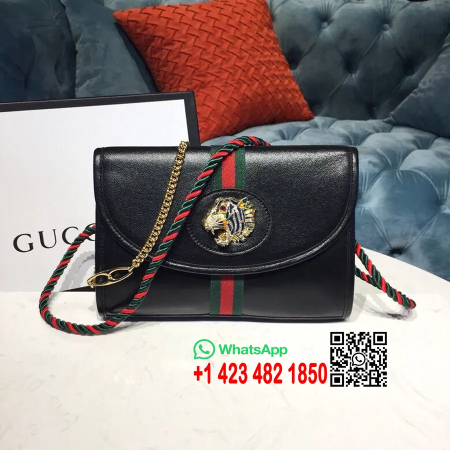 Bolsa De Ombro Gucci Rajah 24cm 570145 Couro De Bezerro Coleção Cruise 2019, Preta