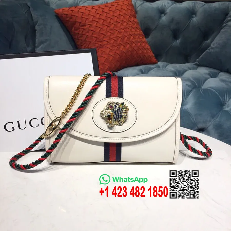 Bolsa De Ombro Gucci Rajah 24cm 570145 Couro De Bezerro Coleção Cruise 2019, Branco