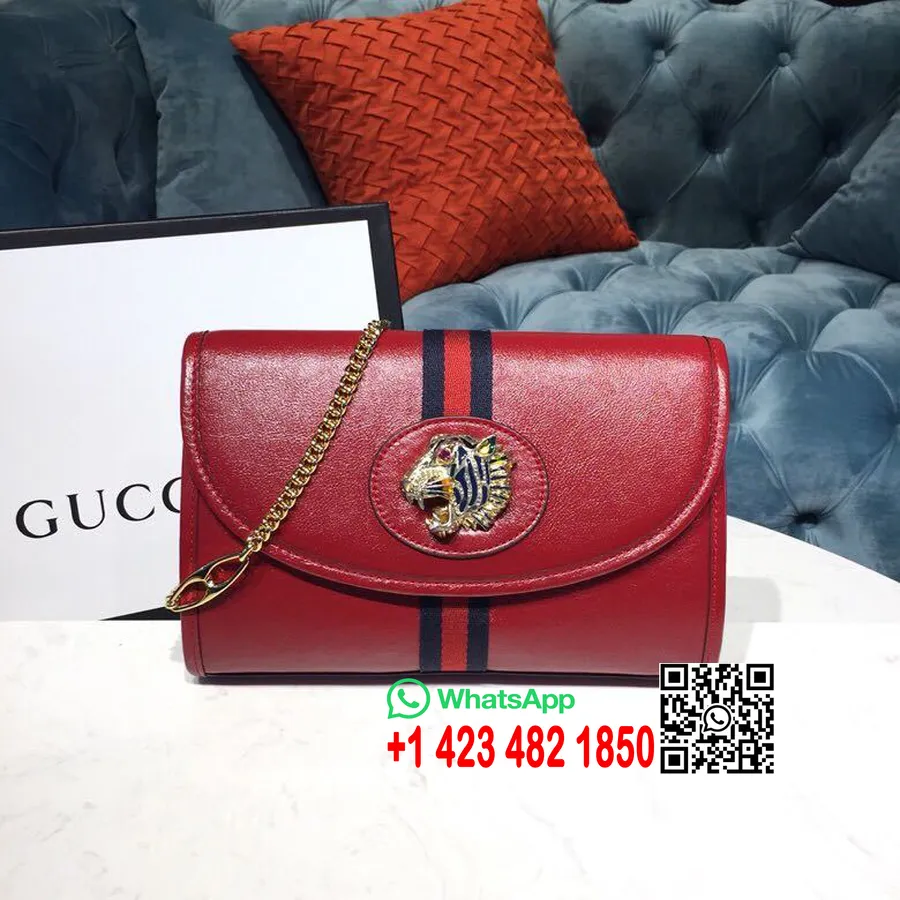 Bolsa De Ombro Gucci Rajah 24cm 570145 Couro De Bezerro Coleção Cruise 2019, Vermelho