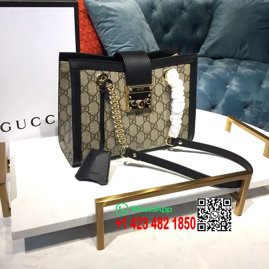 Сумка через плечо Gucci Padlock Gg 25см 550129 из телячьей кожи, круизная коллекция 2019, черный