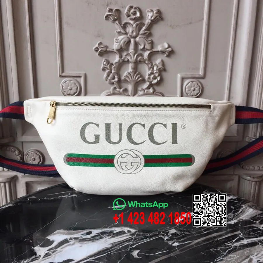 Gucci Coco Capitan Logolu Bel Çantası 40cm 493869 Dana Derisi Sonbahar/Kış 2017 Koleksiyonu, Beyaz