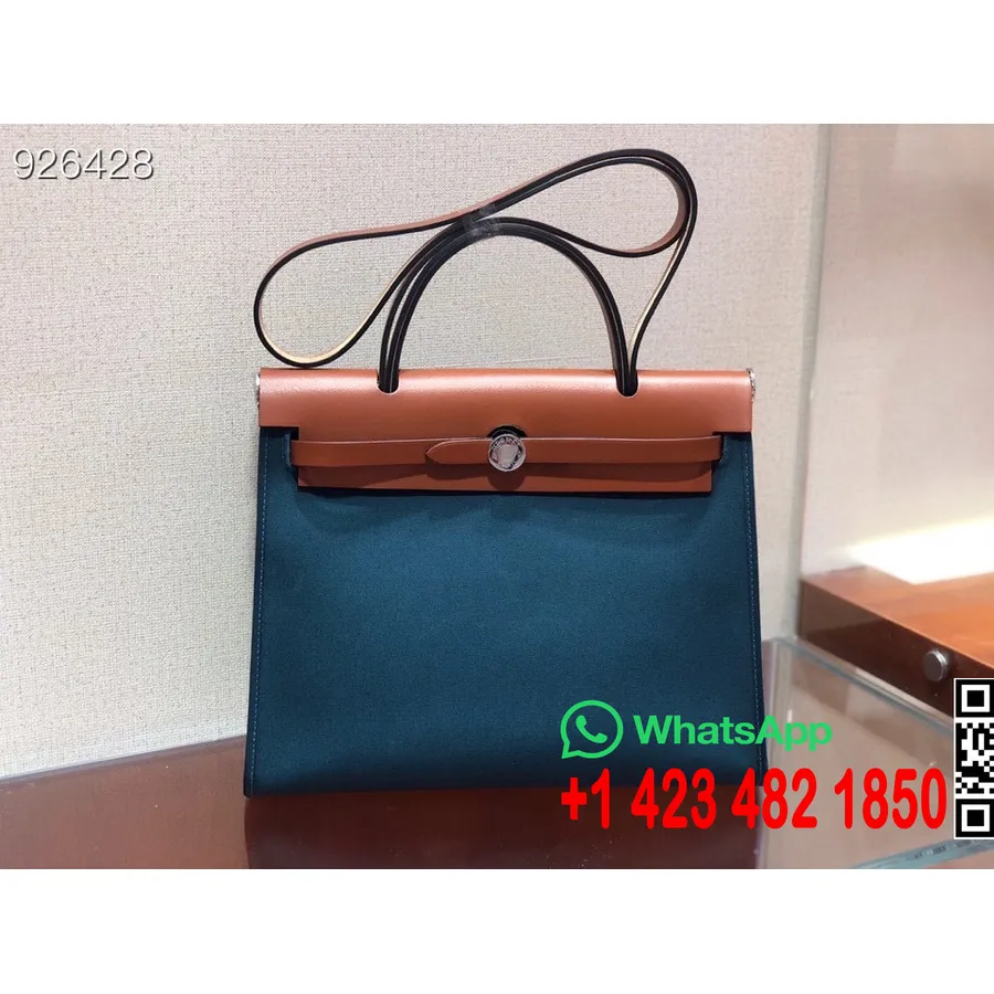 Hermes Toile H Herbag Zip Pm 31 Cm Pânză De Bumbac Hardware Paladiu, Colvert/auriu