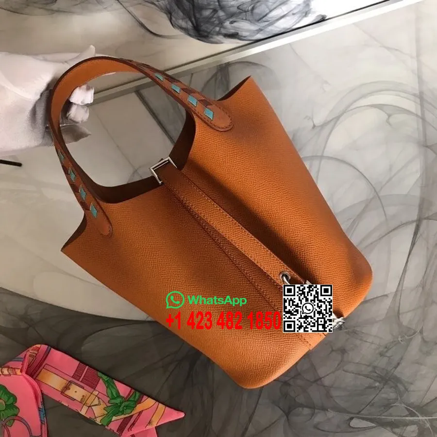 Hermes Tressage De Cuir Sac à Serrure Picotin 18cm Cuir De Veau Epsom Cousu Main Matériel Palladium, Or