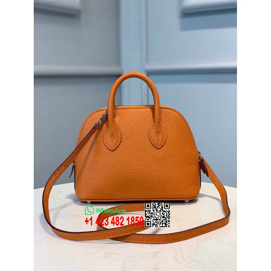 Hermes Mini Bolide 18 Cm Chevre Kozje Usnje Srebrno Okovje, Oranžna