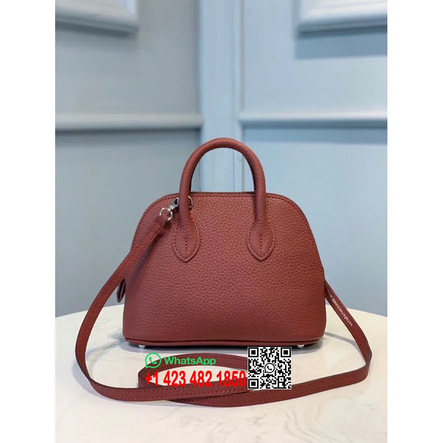 Hermes Mini Bolide 18cm Chevre Piele Capră Feronerie Argintie, Bordeaux