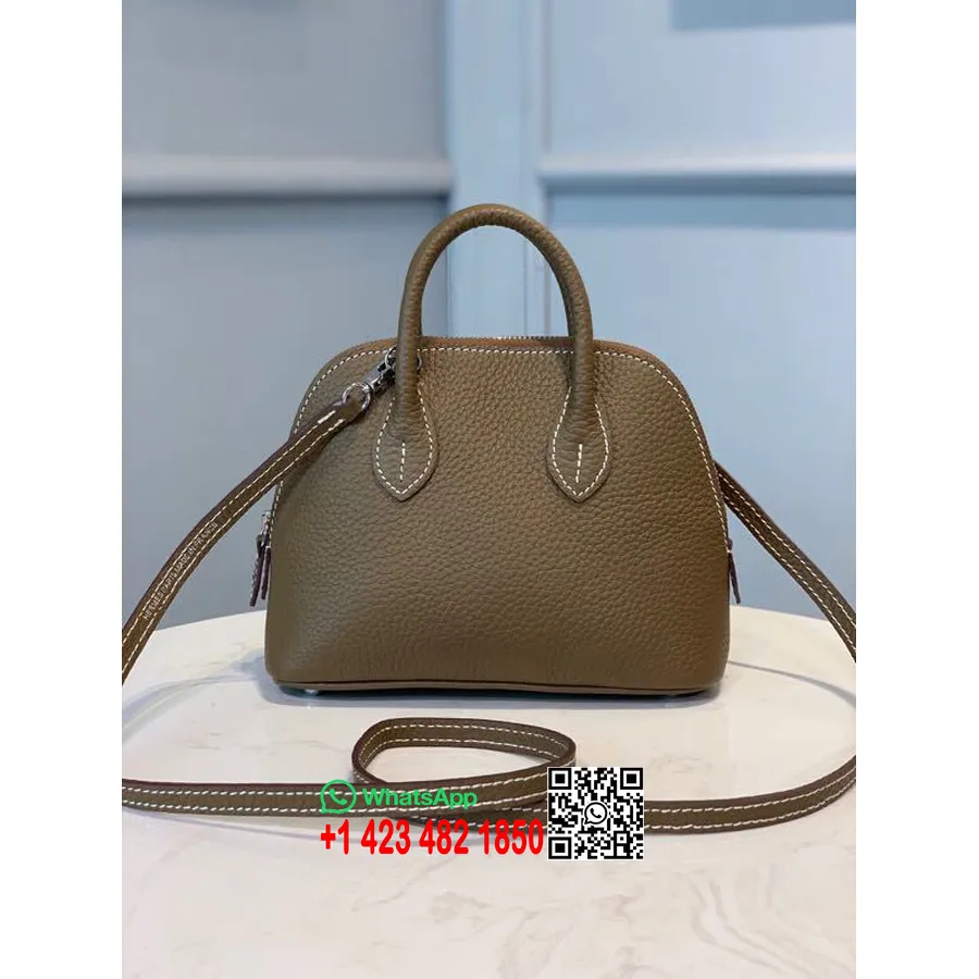 Hermes Mini Bolide 18cm Chevre Kazas ādas Sudraba Aparatūra, Etoupe