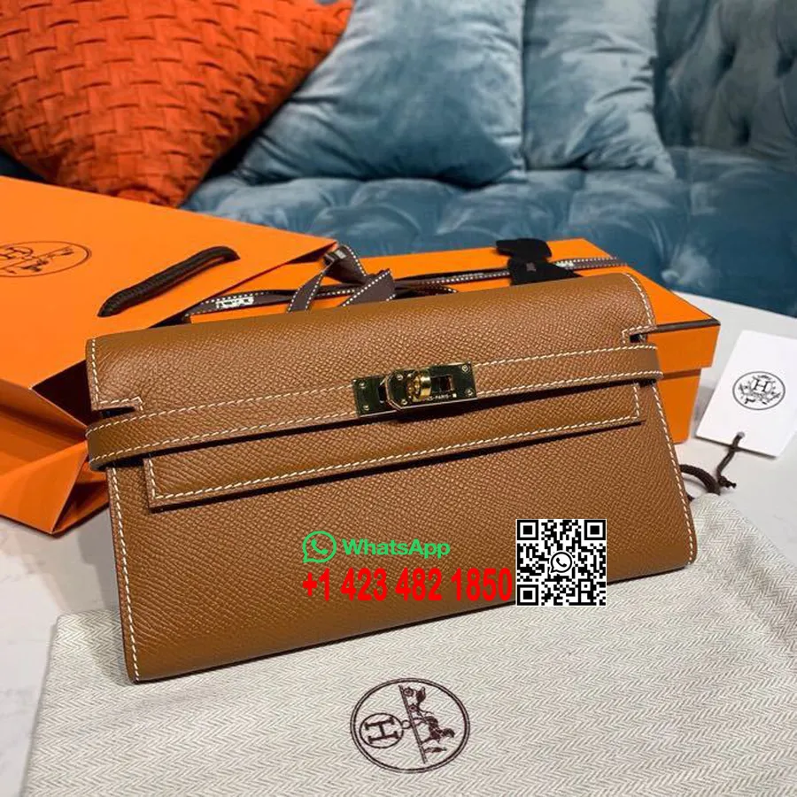 Hermes Kelly Rahakott 20cm Epsom Nahast Kullast Riistvara, Kuld