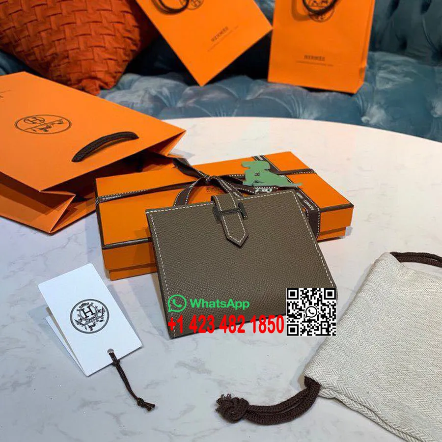 Hermes Kompakt Bearn Pénztárca 12cm Epsom Bőr Ezüst Hardver, Etain