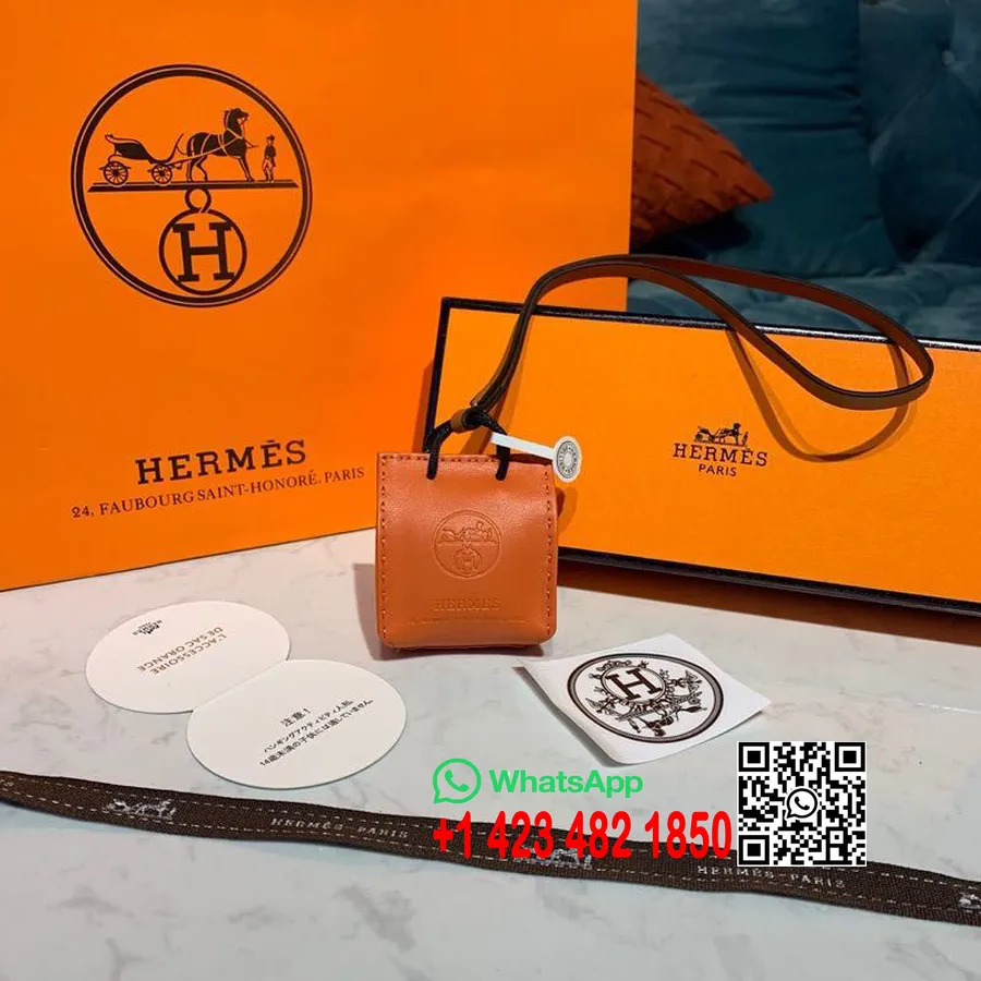 Koleksi Hermes Gift Bag Charm Kulit Musim Semi/Panas 2020, Oranye