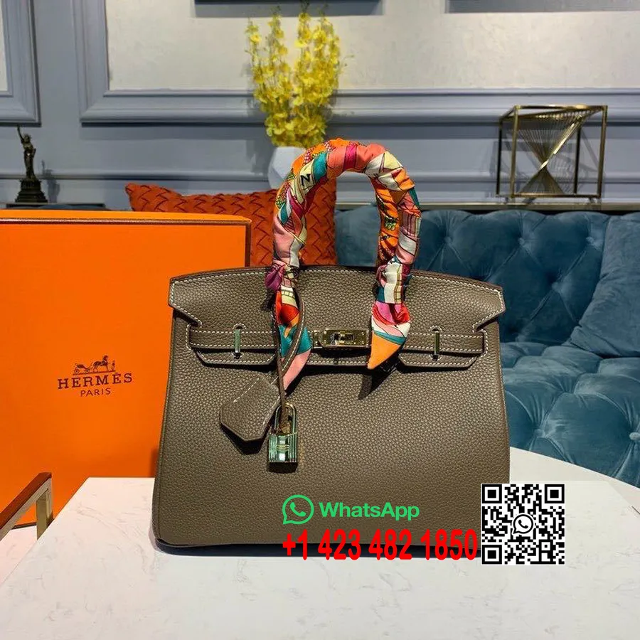 Hermes Birkin Soma 25cm Zelta Hardware Togo āda Daļēji Roku šūta, Etain