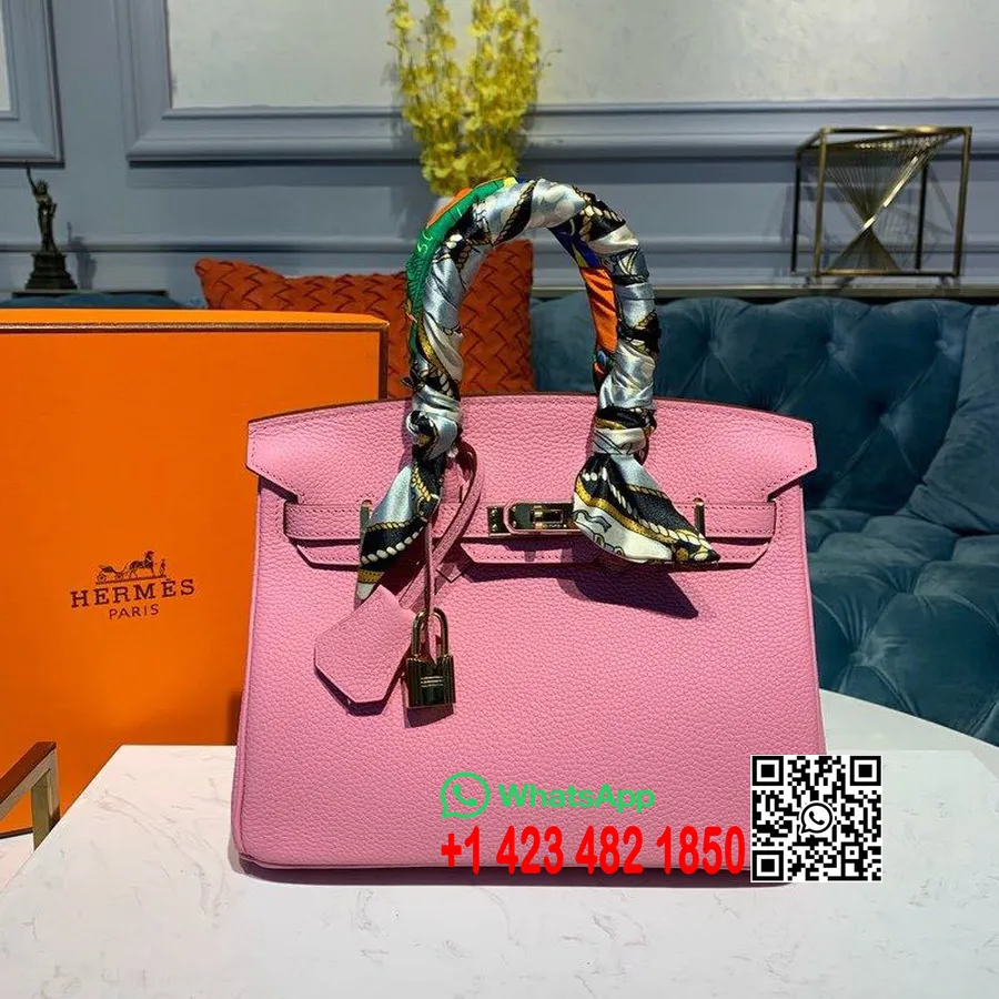 Hermes Birkin çanta 25cm Altın Donanım Togo Deri Yarı El Dikişli, Gül Rengi Ruj