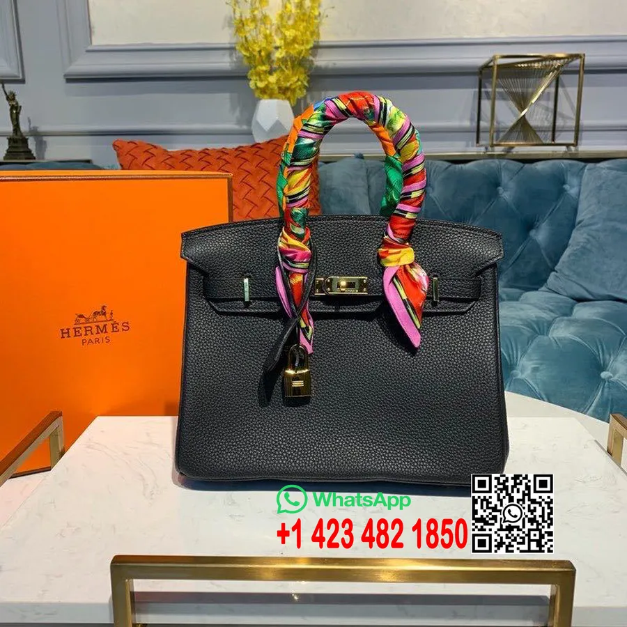 Hermes Birkin çanta 25cm Altın Donanım Togo Deri Yarı El Dikişli, Noir Ck89