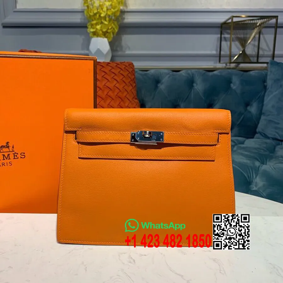 Hermes Kelly Danse Väska 25 Cm Palladium Hårdvara Swift Läder Halvhandsydd, Orange