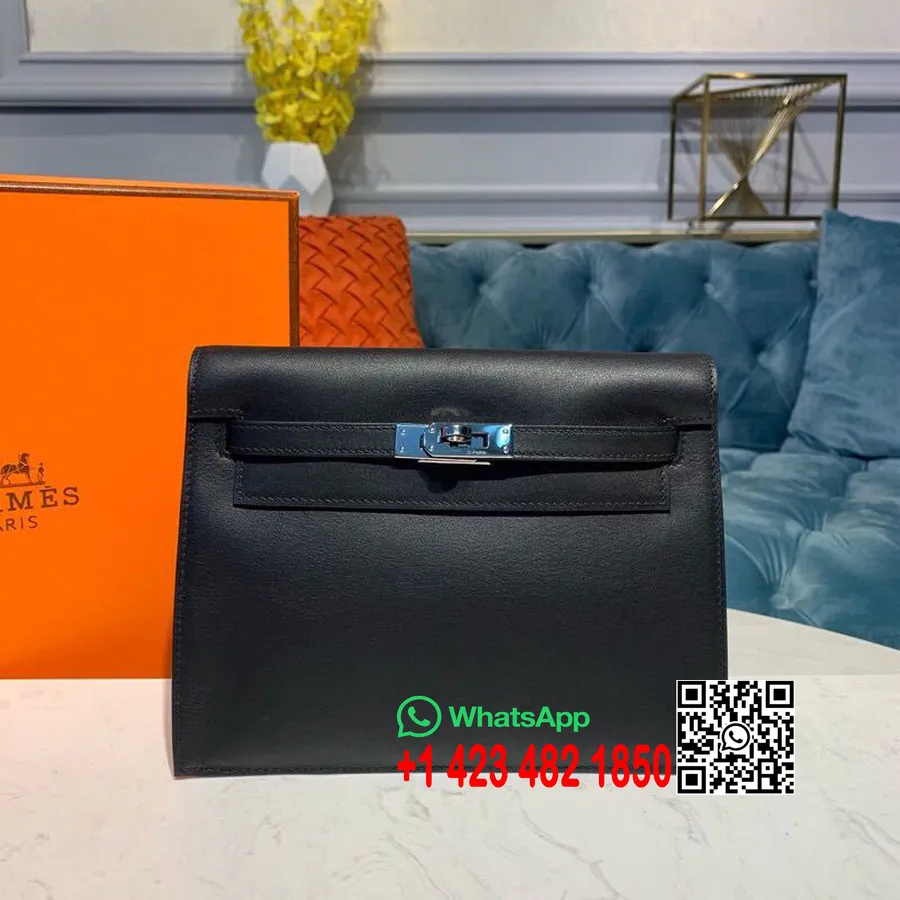 Hermes Kelly Danse Väska 25 Cm Palladium Hårdvara Swift Läder Halvhandsydd, Noir