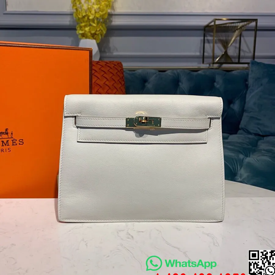 Tas Hermes Kelly Danse 25cm Hardware Emas Swift Kulit Semi-jahitan Tangan, Craie