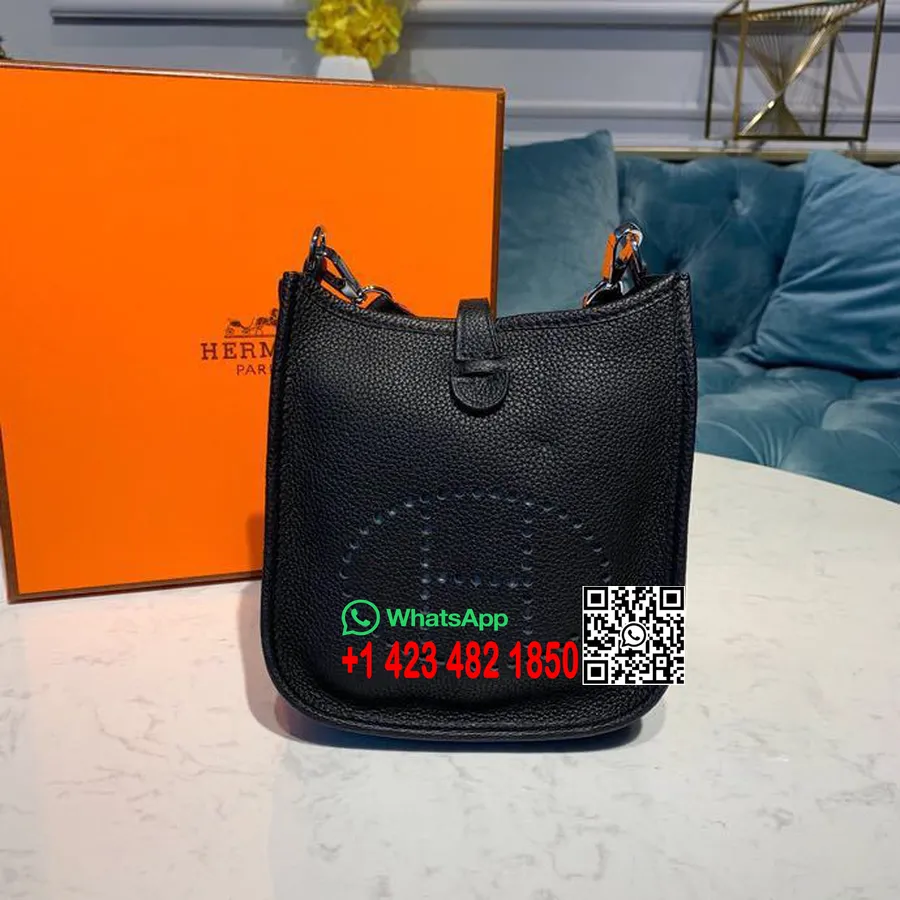 Hermes Evelyne Iii Tpm чанта 20cm Taurillon Clemence ръчно зашит паладиев хардуер, черен