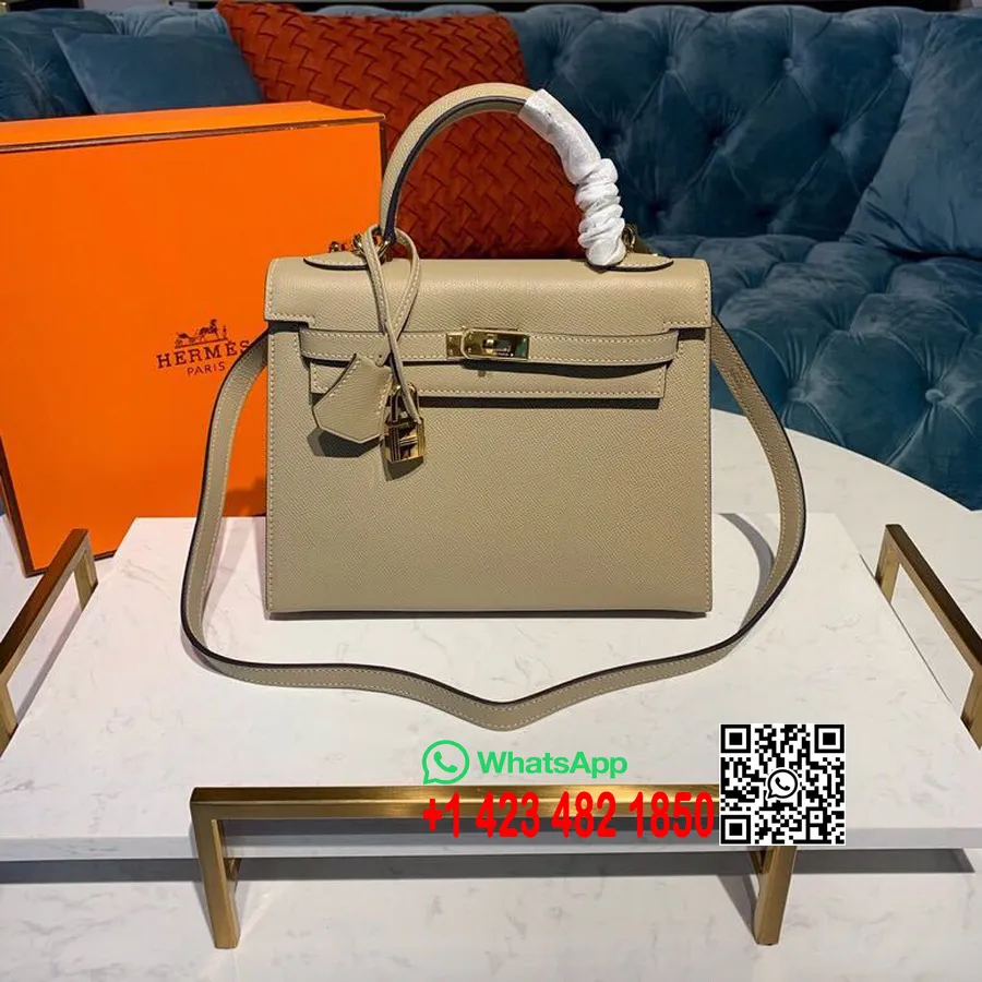 Hermes Kelly 25 cm Epsom Soma, Daļēji Ar Rokām šūta Zelta Aparatūra, Tranšeja