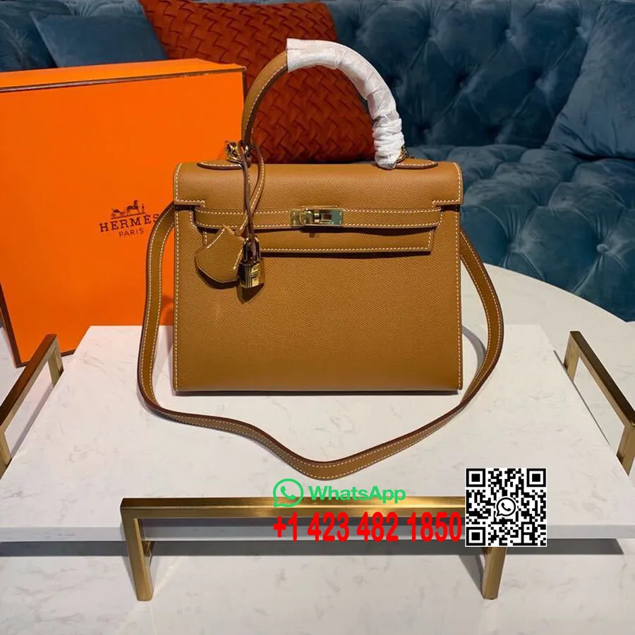 Hermes Kelly 25cm Epsom Çanta Yarı El Dikişli Altın Donanım, Altın