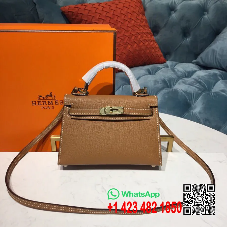 Hermes Mini Kelly 20cm Epsom Çanta El Dikişli Altın Donanım, Altın