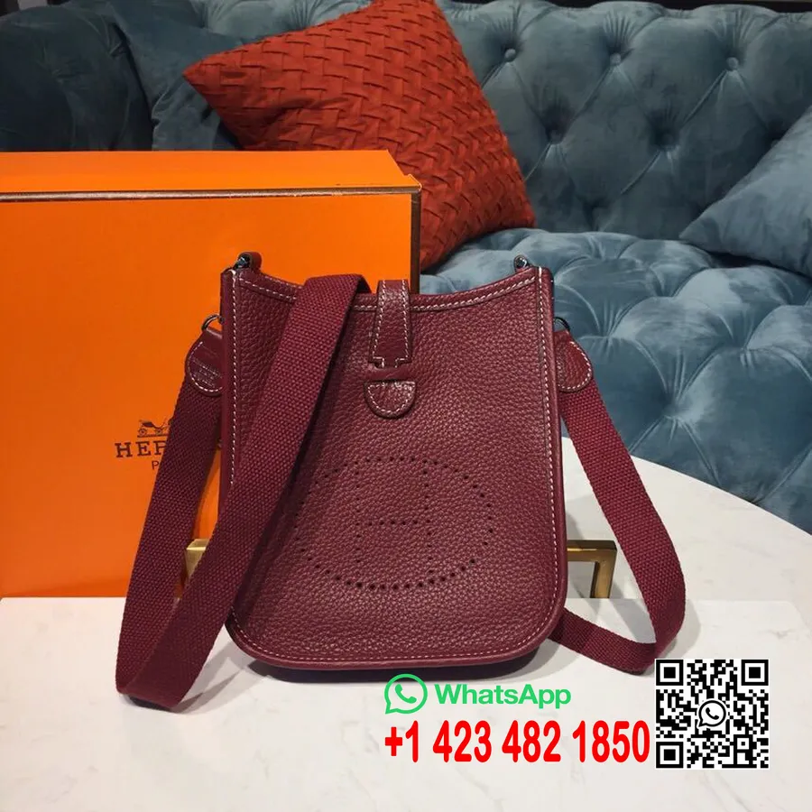 Hermes Evelyne Ii Tpm чанта 20cm Taurillon Clemence ръчно зашит паладиев хардуер, бордо